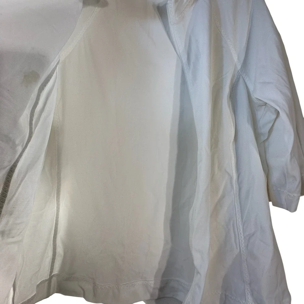 Lands End White Full Zip Rash Guard Swim Shirt Mock Neck Womens Large‎ 14-16